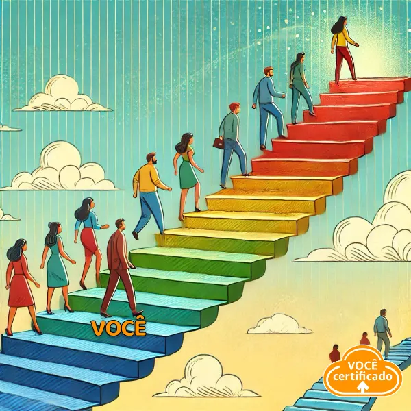 Ilustração de uma escada infinita que leva ao progresso, crescimento e desenvolvimento pessoal. Fonte: Acervo pessoal.