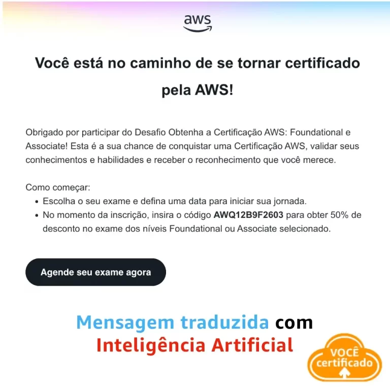 email de voucher AWS com 50% de desconto, maio 2025