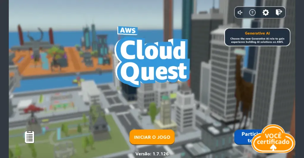 Tela Inicial do AWS Cloud Quest