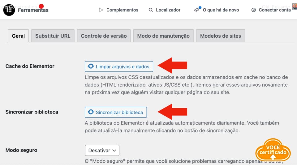 Cache do Elementor no WordPress