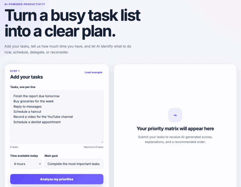 Priority Compass AI App Website