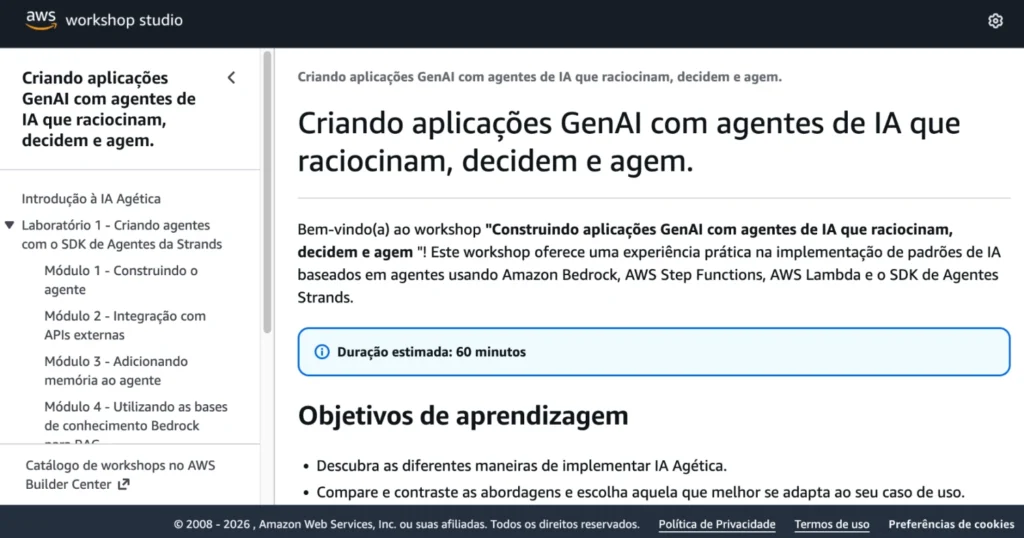Resultado da tradução das instruções do workshop