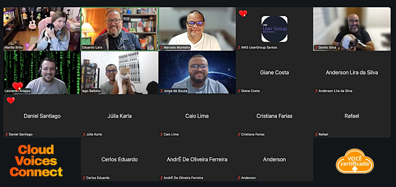 Participantes e palestrantes do Cloud Voices Connect realizado online em 22 de julho de 2026
